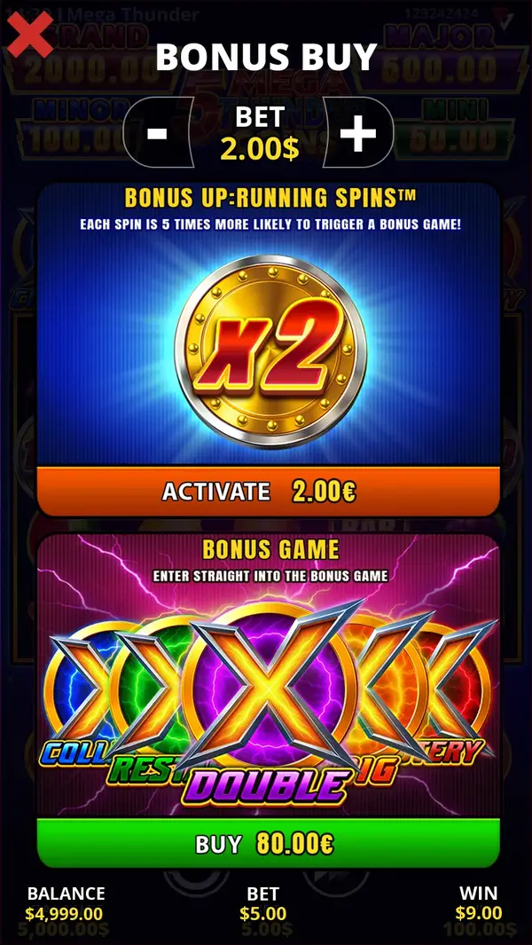 5 Mega Thunder Coins mobile — Running-Wins-Bonus