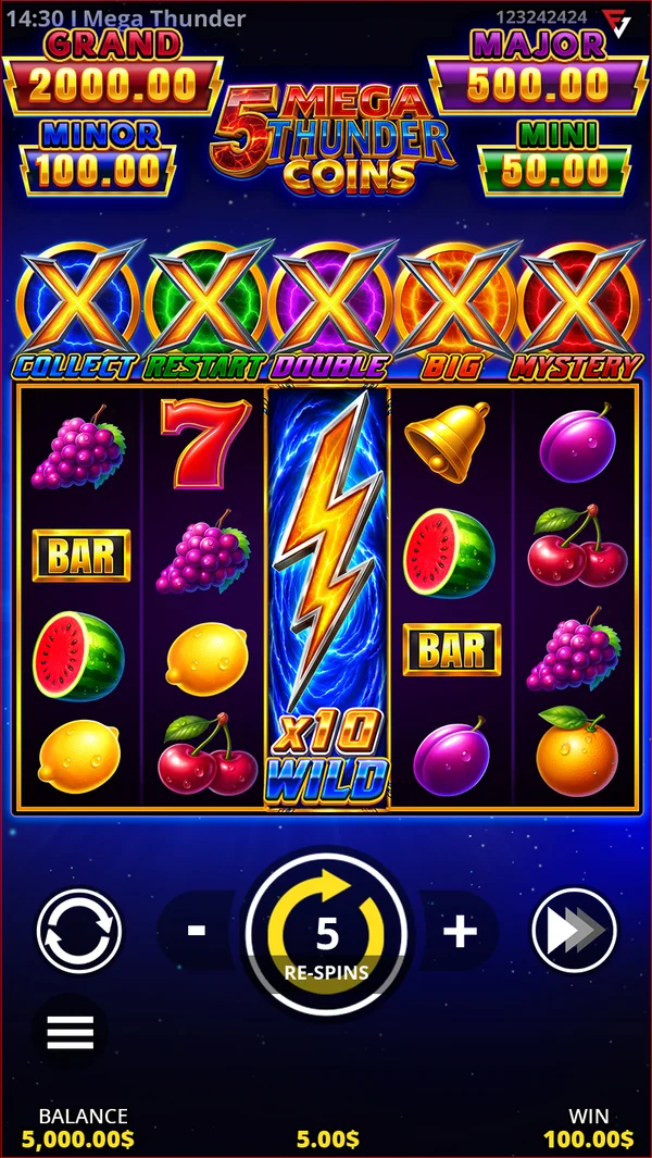 5 Mega Thunder Coins mobile — Freispiel-Runde